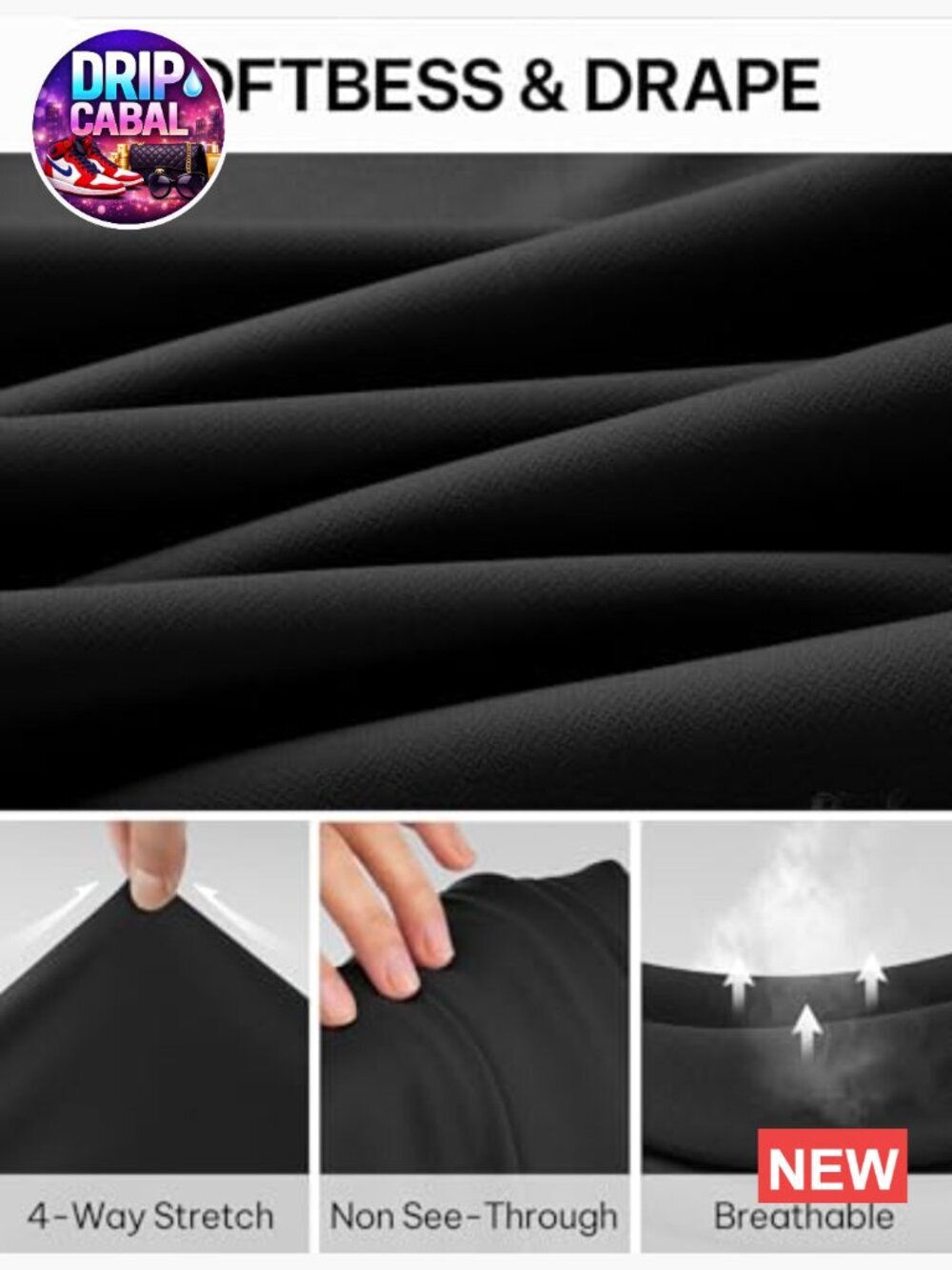 Polyester Blend Wide Leg Dress Pants High Waisted Work Trousers with Pockets - Picture 5 of 7